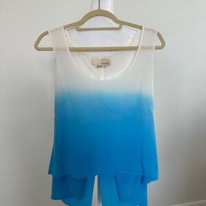 Amorethos Silk top Size 6 Blue & White Front 14” drop draping to back 18”